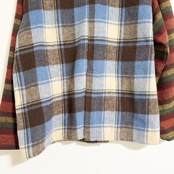 Davi & Dani Mixed Plaid Striped Oversized Shacket - Picture 6 of 10
